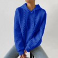 thumbnail image 5 of Blue Sweatshirt for Women's Textured Long Sleeve Drop Shoulder Drawstring Pullover Solid Hoodie Women Fall Clothes, 5 of 6
