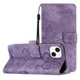 thumbnail image 1 of Compatible avec iPhone 14 Plus Étui Papillon Embossée avec Portefeuille et Support, 1 of 5