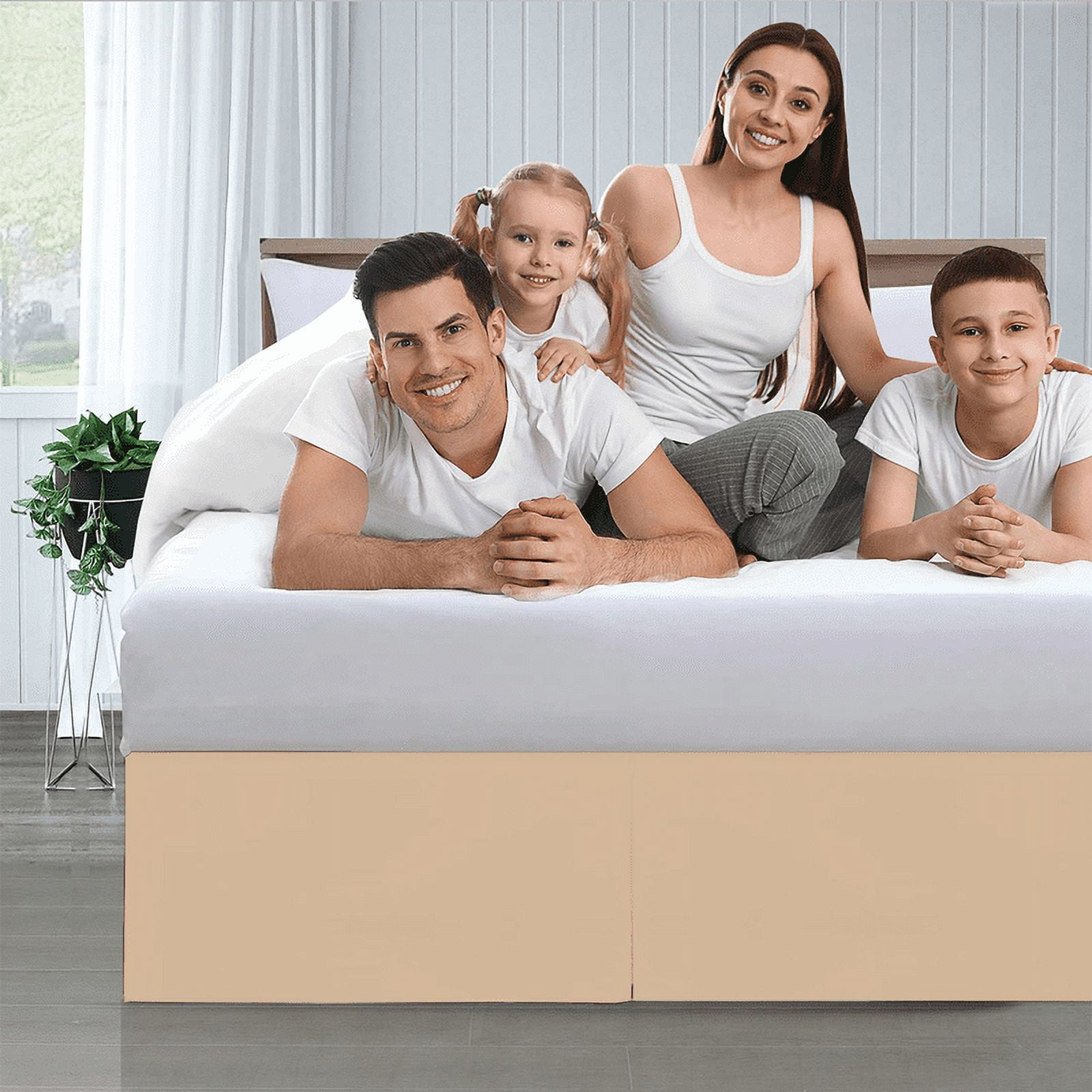 EASYCOT 800 Thread Count 100% Egyptian Cotton Hotel Quality Luxurious Box Pleated Bed Skirt Easy Fit with&nbsp;16" Drop Length ( Beige , Twin - XL )