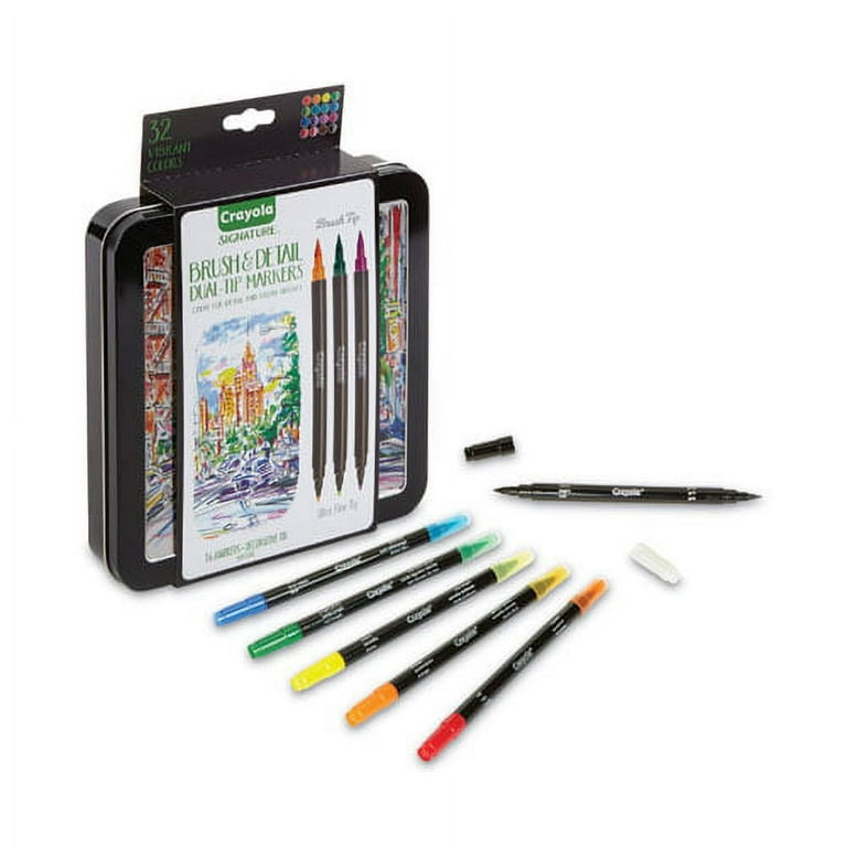 Brush and Detail Dual Ended Markers, Extra-Fine Brush/Bullet Tips, Assorted Colors, 16/Set Brush and Detail Dual Ended Markers, Extra-Fine Brush/Bullet Tips, Assorted Colors, 16/Set