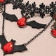 thumbnail image 3 of Collar temático de Halloween Gargantilla gótica de encaje negro Collar con colgante de fantasma de calabaza Collar de capas largas Collares con colgante de murciélago para disfraz de Halloween Acc, 3 of 4