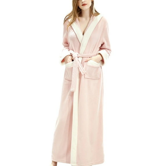JANDEL Women's Pajamas Bathrobe Thick Section Autumn And Winter Plus Long Fashion Plus Velvet Robe Flannel