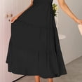 thumbnail image 4 of Vestido midi con gradas para fiesta en la playa con volantes de color sólido, sin mangas, estilo bohemio, de verano para mujer (negro), XL, 4 of 6