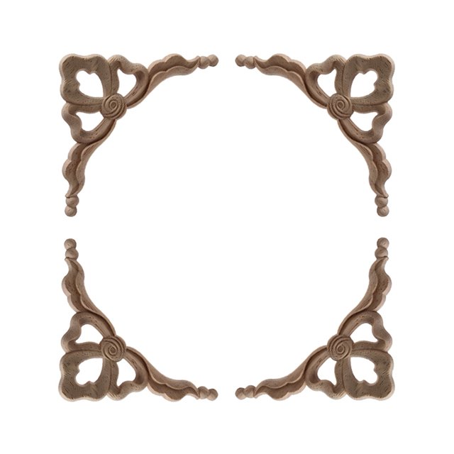 4 PCS Talla de madera Calcomanía floral madera tallada apliques for muebles Armario Marco de puerta Marco de pared Decoración de la casa Artesanía