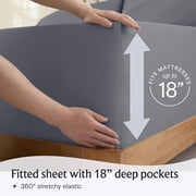 LuxClub 3 Piece Twin XL Sheet Set, Deep Pocket Cooling Bed Sheets, Silky Soft Hotel Quality Bedding with Pillowcase, Flat & Fitted Sheets - Silver