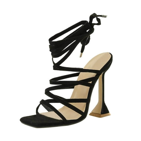 

Womens Sandals Strap High Heel Sandals Heel Women S Color Fashion Suede Wineglass Solid Women S Sandals Women S Sandals Pu Black 38