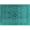 thumbnail image 1 of Ahgly Company Machine Washable Indoor Rectangle Oriental Turquoise Blue Industrial Area Rugs, 5' x 8', 1 of 4