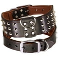 thumbnail image 2 of Didog 2" Wide Genuine Leather Studded Dog Collar for Medium Large Dogs, Heavy Duty Unique Rivet Pet Collars, 2 of 9