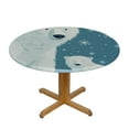 thumbnail image 3 of PIKWEEK  Round Vinyl Fitted Tablecloth with Flannel Backing Elastic Table Cloth Waterproof Oil-Proof Plastic Table Cover Polar Bear Family Round Tablecloth, 3 of 7