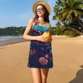 thumbnail image 3 of Balery Colorful Feather Owl Vestidos de verano para mujer con estampado: vestido holgado sin mangas, vestido playero informal y cómodo para días calurosos., 3 of 7