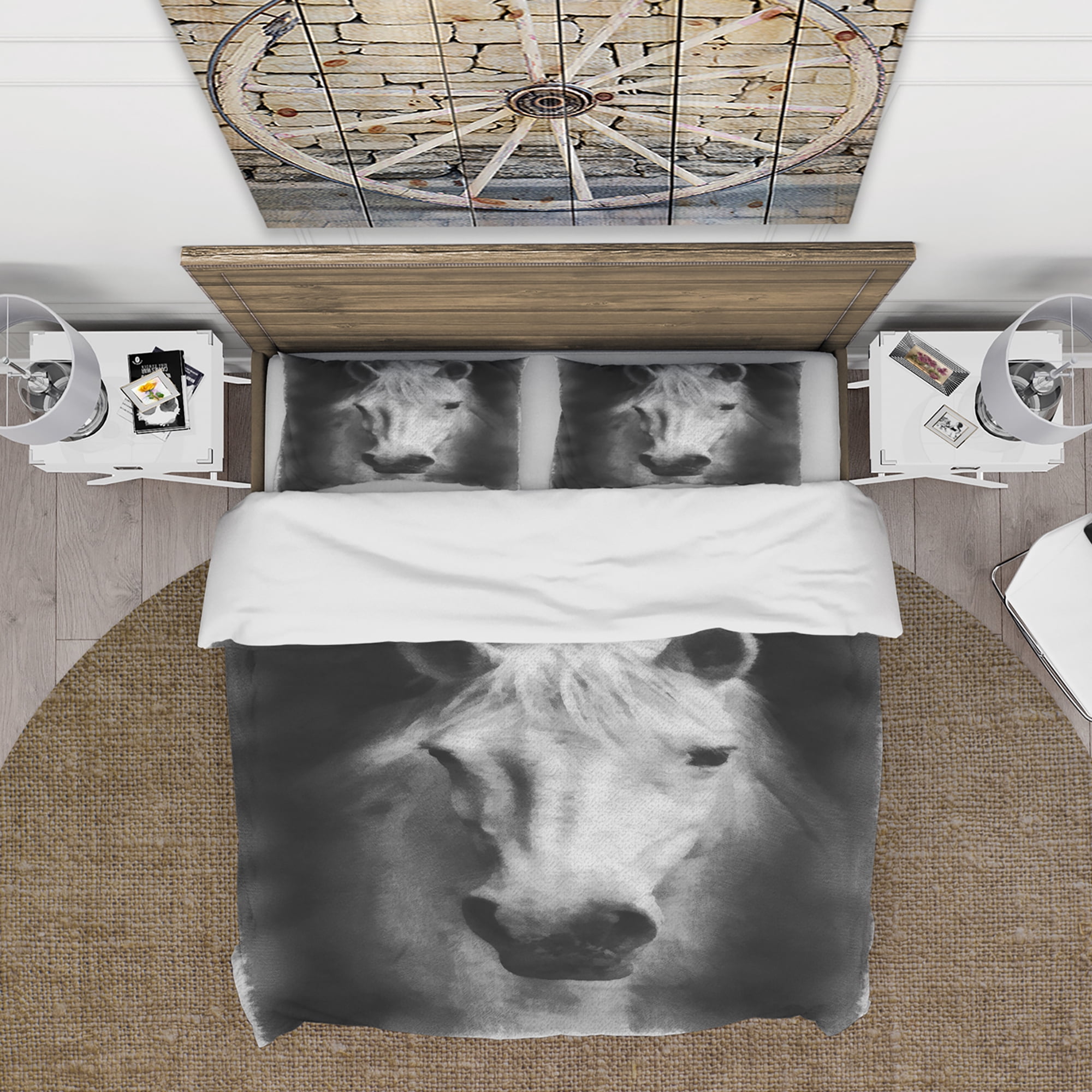 Designart 'Farmhouse Horse I' Farmhouse Duvet Cover Set