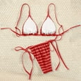 thumbnail image 3 of Pounoo Womens Bikini Sets Triangle Top Striped Textured Two Piece Swimsuits Casual Slim Fit Lightweight Soft Comfy Beach Wear Gift, 3 of 9