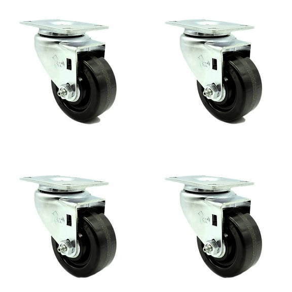 3 Inch SS Phenolic Wheel Swivel Top Plate Caster Set Service Caster Brand