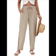 thumbnail image 2 of Pantalones de con Cordón Ajustable para Mujer, Pantalones de Playa de Verano con Cintura Elástica. Caqui M, 2 of 10