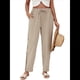thumbnail image 2 of Pantalones de con Cordón Ajustable para Mujer, Pantalones de Playa de Verano con Cintura Elástica. Caqui L, 2 of 10