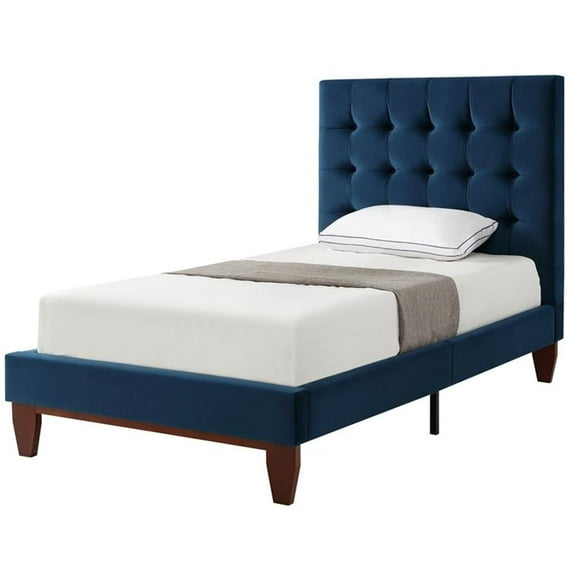 Blake Beds Navy Velvet Full Button Tufted