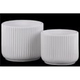 thumbnail image 1 of Urban Trends Collection 11444 Ceramic Round Pot with Ribbed Design Body - Tapered Bottom, Gloss & White - Set of 2, 1 of 1