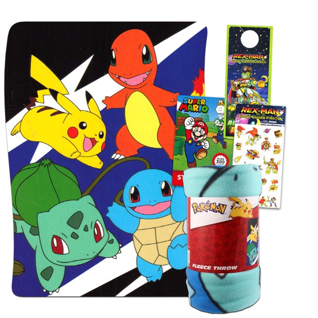 Juego de mantas de forro polar para Nintendo Pokémon con pegatinas, 45 x 60