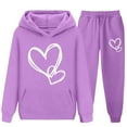 thumbnail image 5 of Cethrio Girls Outfit Sets, Long Sleeve Warm Printed Fall Winter Hoodies and Sweatpants Sets Purple Size 3-4 T, 5 of 5