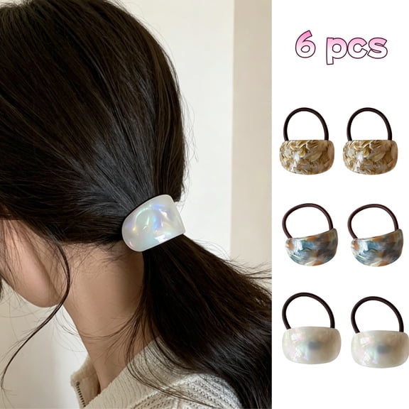 [6PCS]Half-Round Ponytail Scrunchies - Seamless Hair Ties for Thick Hair, No Damage Elastic Hair Bands for Women, Non-Slip Gym Workout Hair Accessories 2025