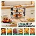 thumbnail image 3 of Walchoice Rectangle Air Fryer Rack, 3 Layers Stackable Dehydrator Racks with Clamp & Silicone Feet, Stainless Steel Air Fryer Accessories for Normal Oven Pot, Oven & Dishwasher Safe, 5.3” x 7.7”, 3 of 9