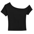 thumbnail image 3 of Off the Shoulder Tops for Women Casual Loose Short Sleeve T-Shirts 2026summer Fashion Slim Basic Tee,Black,S, 3 of 6