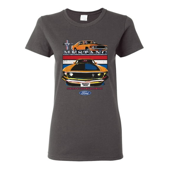 Wild Bobby Mustang Powered by Ford Performance Cars and Trucks Women Graphic Tee, Charcoal, XX-Large