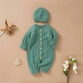 thumbnail image 4 of Otqutp Toddler Clothes Set for Party Boy Girl Solid Knitted Sweater Baby Jumpsuit Romper Cotton Caps Outfits Sets Elastic Waist 2PCS Fall Winter Clothes, 4 of 9