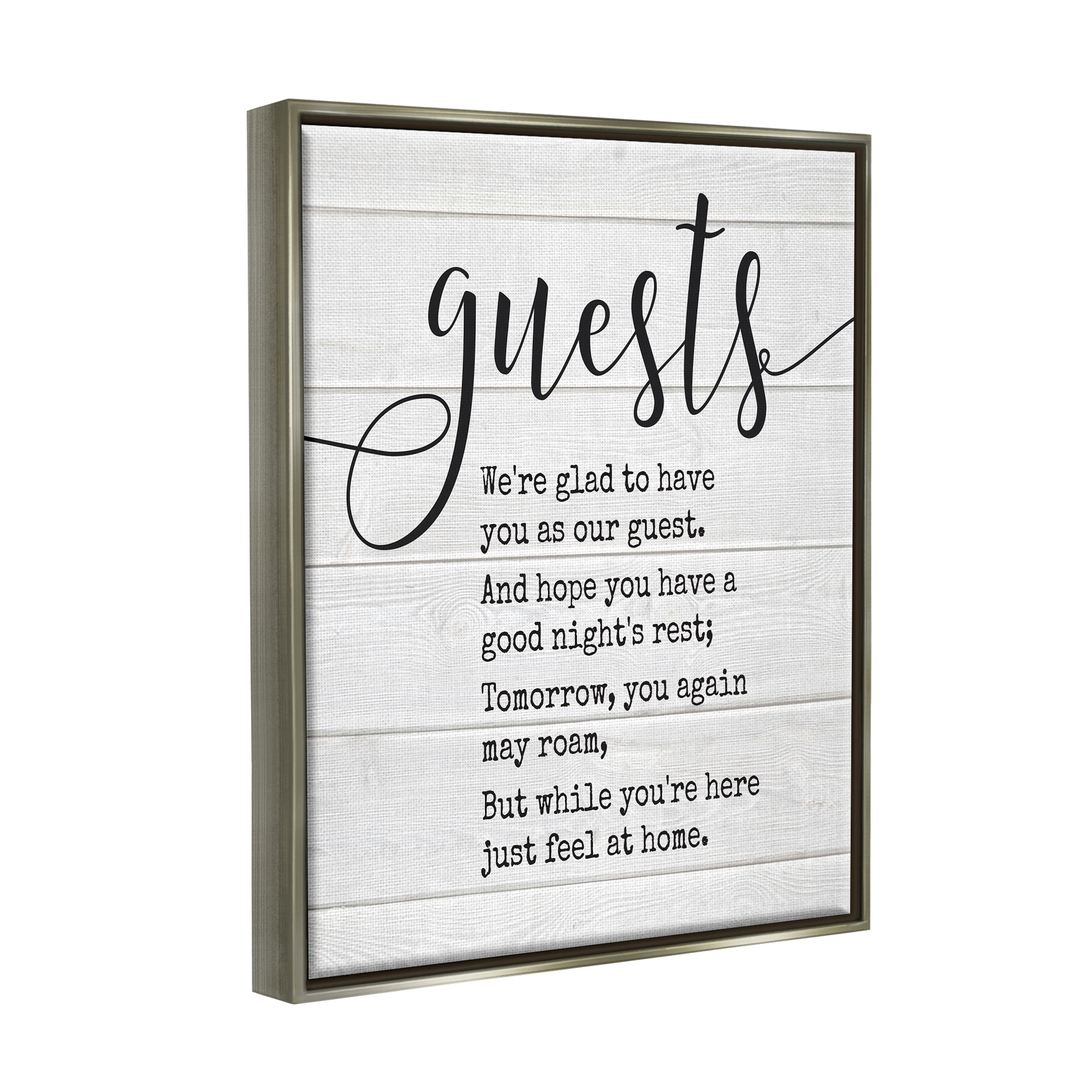 Stupell Industries Guests Feel At Home Luster Gray Framed Floating Canvas Wall Art, 24x30, by Lettered and Lined