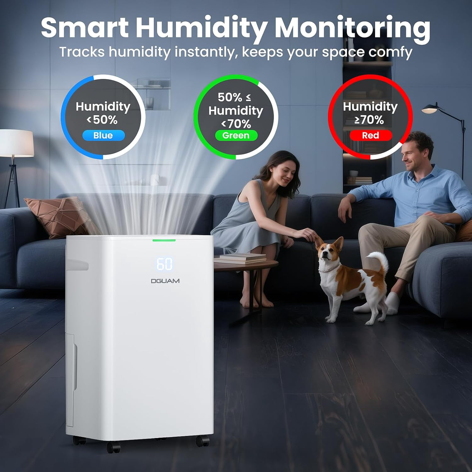 5000 Sq. Ft Dehumidifier, Max 95 Pint/Day Dehumidifier for Basement & Home, Compressor with Drain Hose, Smart Humidity Control, Energy Efficient Quiet Bedroom, Large Rooms