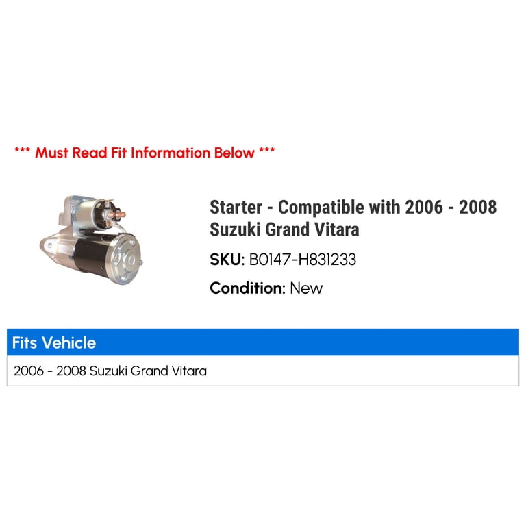 Starter - Compatible with 2006 - 2008 Suzuki Grand Vitara 2007