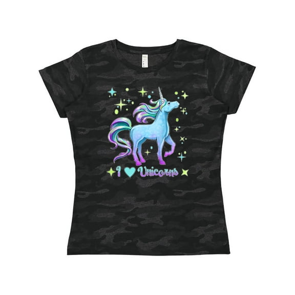 Inktastic I Love Unicorns Blue and Purple Women's T-Shirt