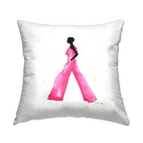 Stupell Industries Girl in Glam Jumpsuit Square Decorative Printed Throw Pillow, 18 x 18