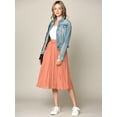 thumbnail image 5 of Made by Johnny Women's High Elastic Waist Pleated Mid A-Line Swing Skirt XL SALMON, 5 of 6