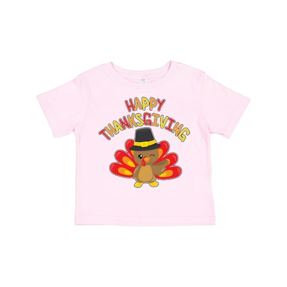 Inktastic Happy Thanksgiving Cute Turkey in Pilgrim Hat Boys or Girls Toddler T-Shirt