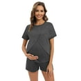 thumbnail image 1 of Xmarks Women's Maternity Nursing Pajama Set 2 Piece Short Sleeve Top and Shorts Sleepwear Breastfeeding Sleepwear Pregnancy Gray S-2XL, 1 of 8