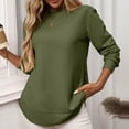 thumbnail image 4 of vigerkar Womens Tops Crewneck Long Sleeve Waffle Knit Solid Color Shirts Loose Casual Tunic Tops (AG, M), 4 of 7