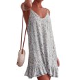 thumbnail image 1 of Femmes V Cou Fronceur Imprimé Floral Plissée Ourlet Mini-Robe, 1 of 4