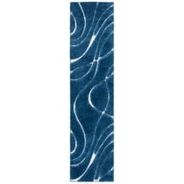 SAFAVIEH Florida Tamzen Abstract Shag Runner Rug, Navy/Ivory, 2'3" x 7'