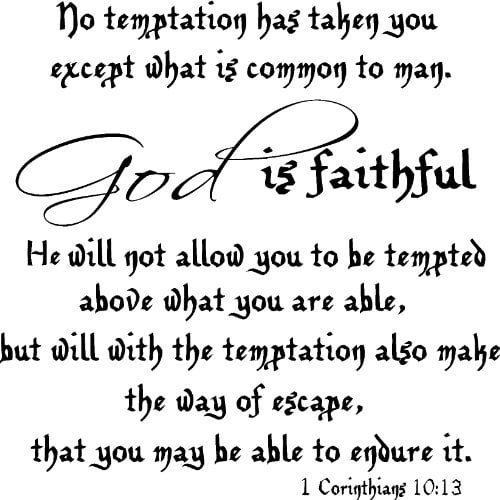1 Corinthians 10:13, Bible Verse Vinyl Wall Decal by Scripture Wall Art ~ Quotes, Wall Words and More