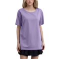 thumbnail image 1 of T-shirt Mode Femme Col Rond Grande Taille Manches Courtes Couleur Unie avec Tissu Doux et Respirant, 1 of 5