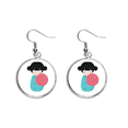 thumbnail image 1 of Blue Kimono Sakura Japan Doll Ear Dangle Silver Drop Earring Jewelry Woman, 1 of 3