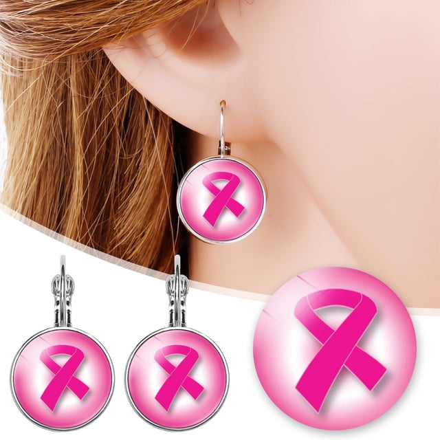 Ribbon Earrings Breast Cancer Awareness Trinkets Earrings Ear Hooks Breast Cancer For