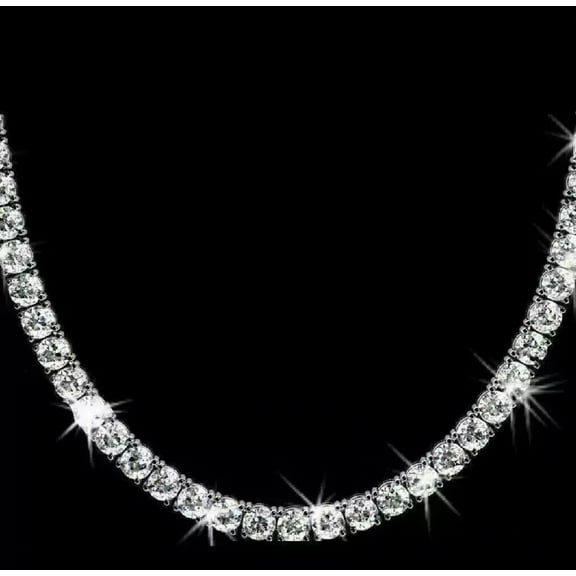 15Ct Lab Created Round Cut Diamond 3MM Tennis Necklace 14K White Gold Plated