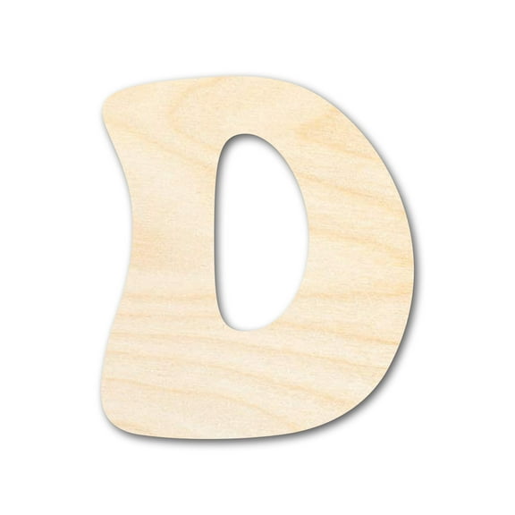 Unfinished Wood Groovy D Font Shape 18" / 1/4"