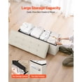 thumbnail image 2 of Banco otomano plegable VEVOR para almacenamiento, banco para el pie de la cama con bolsas laterales, baúl de almacenamiento tapizado plegable que soporta 300 kg, otomano de lino, color beige., 2 of 9