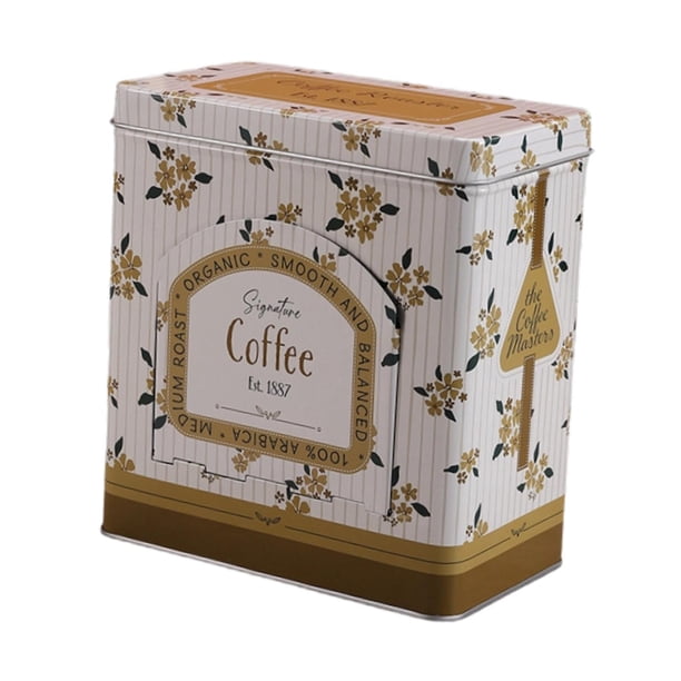 Caja de almacenamiento de metal estilo vintage para café, organizador multifuncional. Estilo D