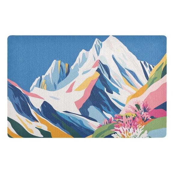 Yayeee Doormat for Indoor Entrance 32" x 20" Non Slippery Floor Rug, Abstract Snow Mountain