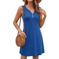 thumbnail image 2 of Fantaslook Dressy Tank Dress for Women V Neck Button Dresses Floral Beach Sundress with Pockets, 2 of 9