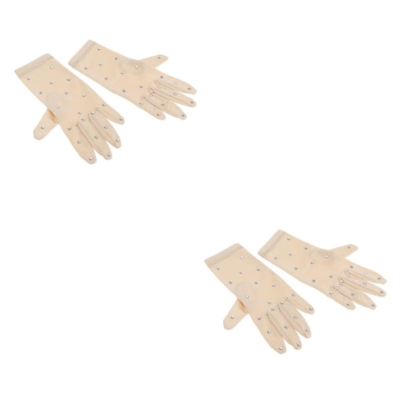 Sonducket Guantes elásticos para niñas con pedrería para competencia de patinaje artístico sobre hielo 2piezas SG
